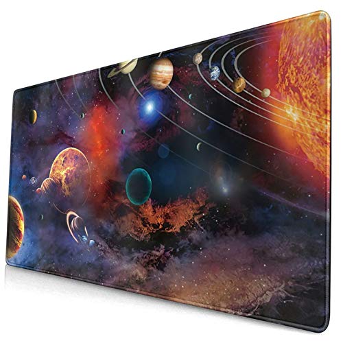 Qtchenglj Bonita Alfombrilla de ratón,Sistema Solar,Planetas,Estrellas,vía láctea,astrono Espacial,Alfombrilla Rectangular de Goma Antideslizante para Escritorio,15.8 'x29.5'