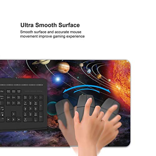 Qtchenglj Bonita Alfombrilla de ratón,Sistema Solar,Planetas,Estrellas,vía láctea,astrono Espacial,Alfombrilla Rectangular de Goma Antideslizante para Escritorio,15.8 'x29.5'