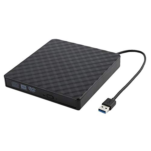 QueenDer Grabadora DVD/CD Lector Unidad DVD Externa USB 3.0 Reproductor CD/DVD ROM RW y Portatil PC Lector Optico Externo Compatible con Windows10/8/8.1/7/XP/Mac os con PC/Notebook-Negro