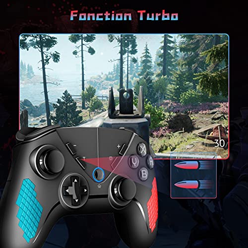 QULLO Mando para Switch, Bluetooth Switch Mando Pro con Turbo, Inalámbrico Controlador con Gyro Axis y Vibración Dual, Gamepad Remoto Joypad Ergonómico para Switch