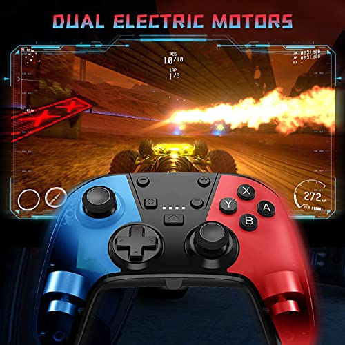 QULLO Mando para Switch, Inalámbrico Switch Mando Pro con Turbo y Vibración Dual, Bluetooth Controlador con Gyro Axis, Gamepad Joypad ergonómico para Switch/Lite