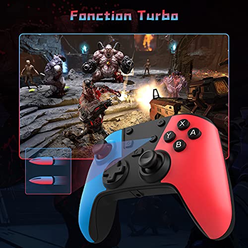 QULLO Mando para Switch, Inalámbrico Switch Mando Pro con Turbo y Vibración Dual, Bluetooth Controlador con Gyro Axis, Gamepad Joypad ergonómico para Switch/Lite