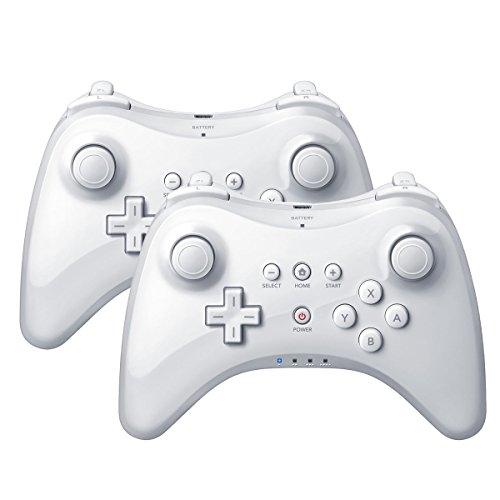 QUMOX 2 x Controlador Mando de Juego inalámbrico Bluetooth U Pro Controller Gamepad para Wii U, Blanco