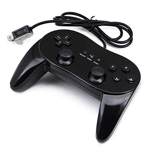 QUMOX Classic Pro Controller Consola Gamepad Joystick Compatible con Wii Game Remote (Negro)