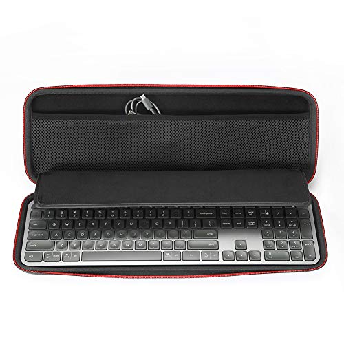 RAIACE Estuche rígido de Viaje para Logitech MX Keys Teclado Iluminado inalámbrico avanzado, Bolsa de Almacenamiento - Negro (Forro Negro)