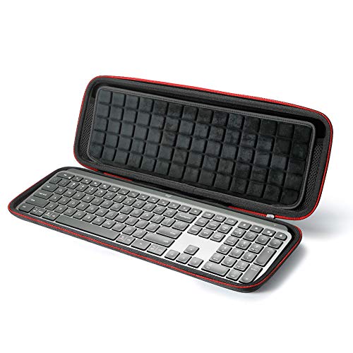 RAIACE Estuche rígido de Viaje para Logitech MX Keys Teclado Iluminado inalámbrico avanzado, Bolsa de Almacenamiento - Negro (Forro Negro)