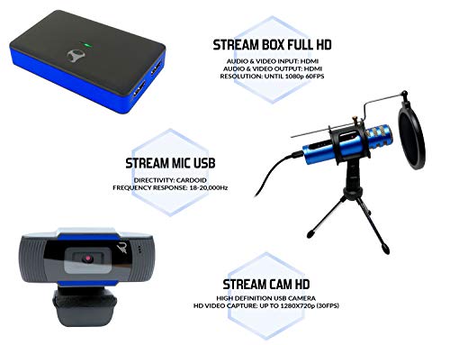 Raiden - Paquete de accesorios para jugadores de streaming y youtubers, caja de captura de vídeo Full HD, micrófono, cámara HD - PS4, PS5, Xbox x-series, Switch, PC, Xbox one. (Windows 8)