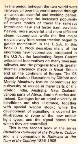 Railways at the Zenith of Steam, 1920-40 (Railways of the world in colour)
