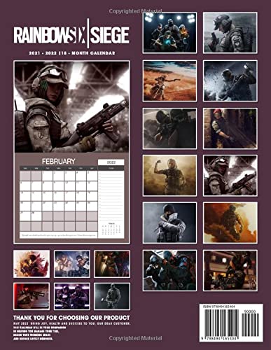 Rainbow Six Siege 2022 Calendar: OFFICIAL game calendar. This incredible cute calendar january 2022 to december 2023 with high quality pictures .Gaming calendar 2021-2022. Calendar video games