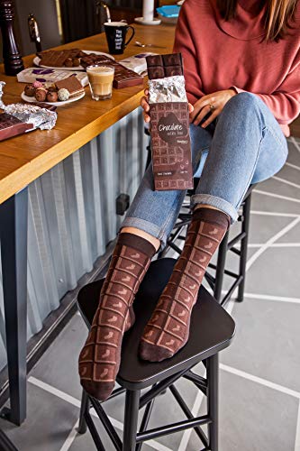 Rainbow Socks - Hombre Mujer Calcetines Barra de Chocolate Graciosos - 1 Par - Chocolate con Leche - Talla 36-40