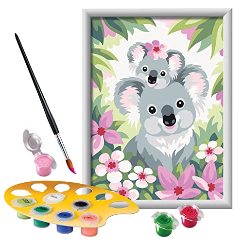 Ravensburger, CreArt, Koalas Adorables, Kit de Pintura, Pintar por Números, Juego Creativo para Niños y Niñas, 2 Pinceles y 1 Marco, Edad Recomendada 9+