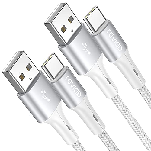 RAVIAD Cable USB Tipo C, [2Pack 0.5M] Cargador Tipo C Carga Rápida y Sincronización Cable USB C para Galaxy S20/S10/S9/S8/M51/M31/M21/Note 10/Note 9, Huawei P40/P30/P20, Redmi Note 9 Pro/9/8 - Plata