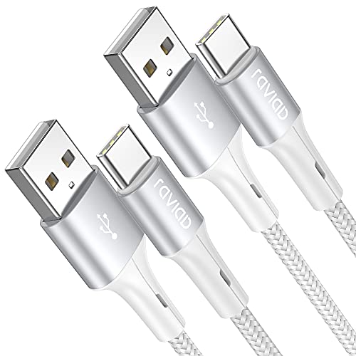 RAVIAD Cable USB Tipo C, [2Pack 2M] Cargador Tipo C Carga Rápida y Sincronización Cable USB C para Galaxy S20/S10/S9/S8/M51/M31/M21/Note 10/Note 9, Huawei P40/P30/P20, Redmi Note 9 Pro/9/8 - Plata