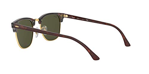 Ray-Ban Clubmaster - Gafas de sol para hombre, Marrón (Marco: Havana, Vidrio: Verde Clásico W0366), 49 milímetros