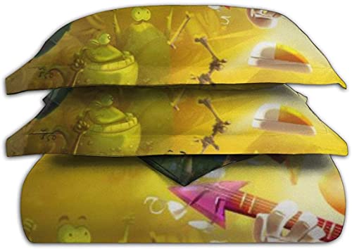 Rayman Legends Juego de ropa de cama infantil, suave, mullida, 1 funda nórdica y 2 fundas de almohada, resistente al desgaste, juego de 3 piezas (Rayman2, 200 x 200 cm + 50 x 75 cm x 2)
