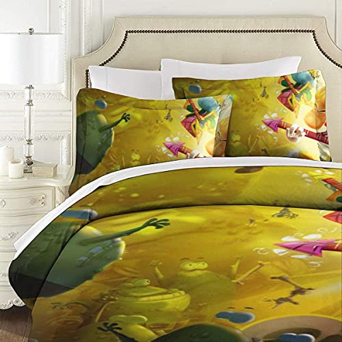 Rayman Legends Juego de ropa de cama infantil, suave, mullida, 1 funda nórdica y 2 fundas de almohada, resistente al desgaste, juego de 3 piezas (Rayman2, 200 x 200 cm + 50 x 75 cm x 2)