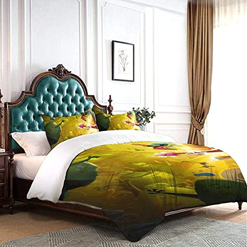 Rayman Legends Juego de ropa de cama infantil, suave, mullida, 1 funda nórdica y 2 fundas de almohada, resistente al desgaste, juego de 3 piezas (Rayman2, 200 x 200 cm + 50 x 75 cm x 2)