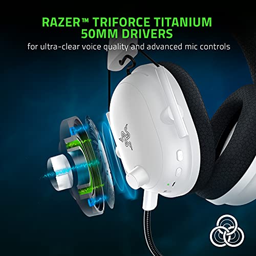 Razer BlackShark V2 Pro - Auriculares inalámbricos para juegos deportivos (auriculares inalámbricos con controladores de 50 mm, cancelación de ruido para PC, Mac, PS4, Xbox One y Switch) Blanco