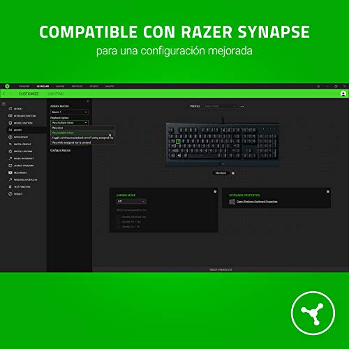 Razer Cynosa Lite - Teclado de juegos tipo Membrana, Gaming, con interruptores de suspensión completa, totalmente programable, vistas cromadas RGB, ES Layout