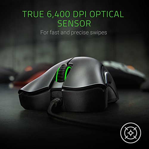 Razer DeathAdder Essential - Ratón para Juegos, Sensor óptico, 6400 dpi, 5 Botones programables, interruptores mecánicos, agarres Laterales de Goma - Negro