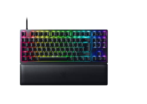 Razer Huntsman V2 Tenkeyless (Red Switch) - Teclado óptico para Juegos sin Teclado numérico (reposa-Palmas, HyperPolling, Teclas Doubleshot PBT)