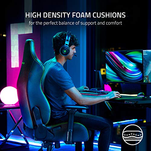 Razer Iskur Silla para juegos con soporte lumbar integrado, silla de escritoriode oficina, cuero sintético multicapa, relleno de espuma, almohadilla para la cabeza, altura ajustable, negro/verde