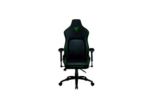 Razer Iskur Silla para juegos con soporte lumbar integrado, silla de escritoriode oficina, cuero sintético multicapa, relleno de espuma, almohadilla para la cabeza, altura ajustable, negro/verde