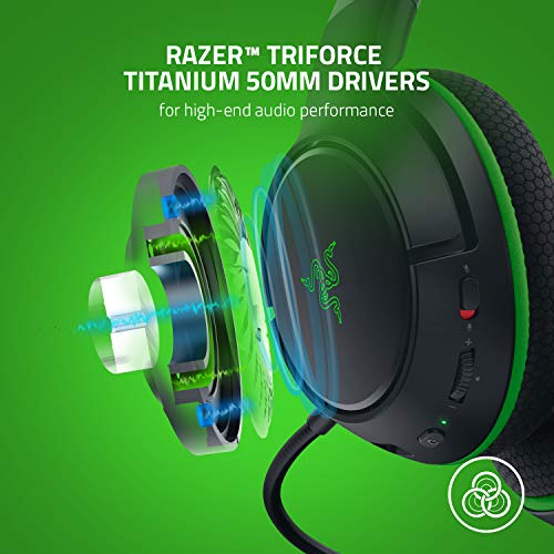 Razer Kaira - Auriculares inalámbricos para juegos para Xbox One + Xbox Series X / S + PC, Auriculares inalámbricos, controlador de 50 mm, micrófono cardioide, Xbox inalámbrico, Negro/Verde
