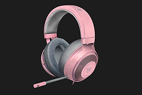 Razer Kraken - Auriculares Gaming con cable para juegos multiplataforma para PC, PS4, Xbox One & Switch, Diafragma 50 mm, Cable de 3.5mm con controles de línea, Rosa (Quartz)