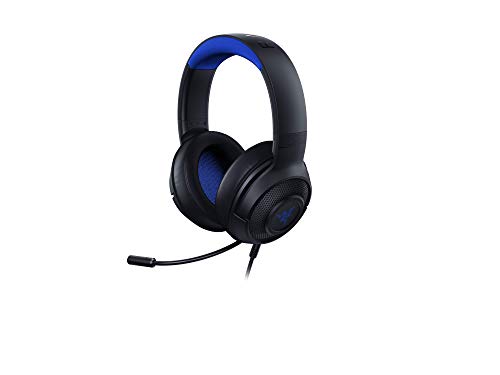 Razer Kraken X para Consolas - Auriculares Gaming Ligero para PC, Mac, PS4, Xbox One & Switch con Sonido Envolvente 7.1, Controles en los Auriculares, Negro/Azul (for Console)