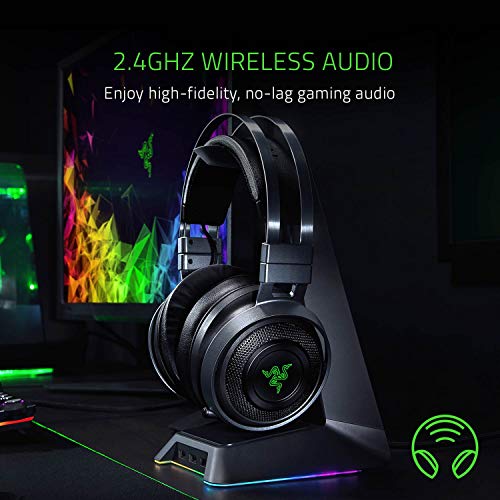 Razer Nari Ultimate Auriculares Inalámbricos Tecnología HyperSense, THX Spatial Audio, Almohadillas con Gel de enfriamiento, Auriculares Gaming compatibles con PC, PS4, Switch y Dispositivos móviles