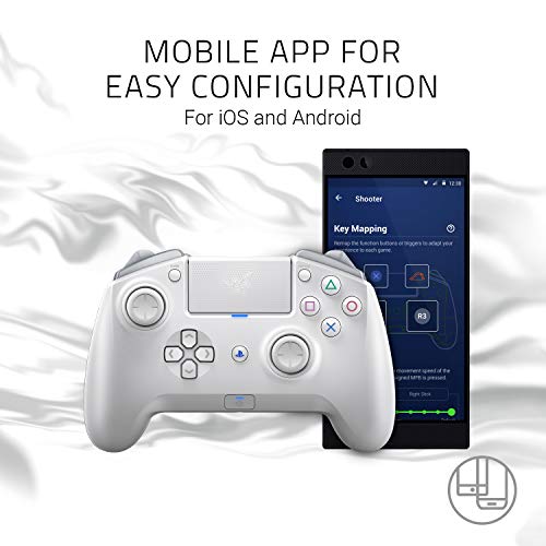 Razer Raiju Tournament Edition 2019 Controlador de juegos inalámbrico y con cable para PC PS4 + controlador Bluetooth con cable e inalámbrico, teclas de acción Mecha-Tactile, Mercury / Blanco