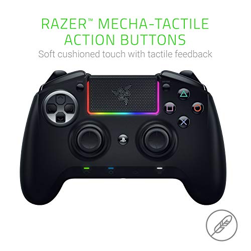 Razer Raiju Ultimate 2019Mando de juegos inalámbrico y con cable para PS4 y PC, Mando Gaming con Bluetooth y cable, botones de accióntáctiles mecánicos, intercambiables, Negro
