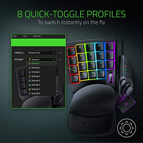 Razer Tartarus Pro - Gaming Keypad con Switch Optico Analógico, Teclado para Juegos, USB, Alámbrico, Tamaño Único, Color Negro