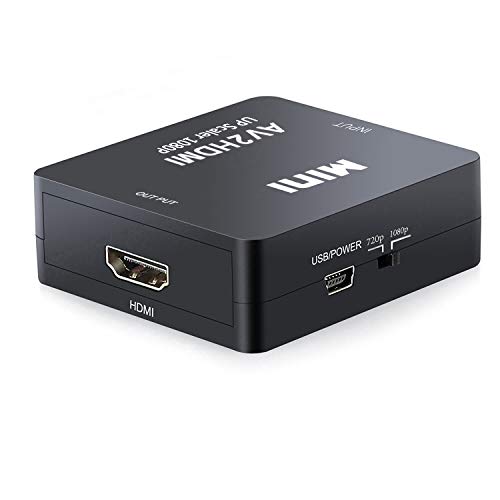 RCA a HDMI, QGECEN Adaptador AV a HDMI de Audio y Video Soporte 1080P con Cable de Alimentación USB para WII PS2 Gamecube VHS Camara Laptop DVD Proyector