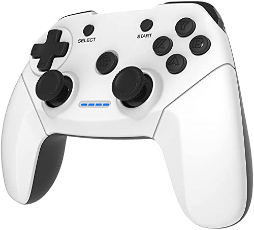 RCCBOOST Mando PC Inalámbrico, PS3 Mando 2.4g PC Game Mando Gamepad Joystick con Dual Shock Recargable para PS3 y PC Windows 10 XP 7 8 Smart TV/ TV Box (Blanco)