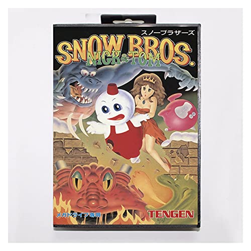 Red plum GAOHEREN Nieve Bros Nick & Tom Cartucho de Juego 16 bits Maryland Tarjeta de Juego con Caja de Venta al por Menor para Sega Mega Drive Fit para Génesis GHR (Color : JP Box)