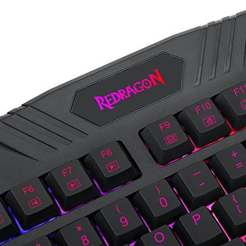 Redragon K503 Gaming Keyboard, RGB LED Backlit Wired, Multimedia Keys, Silent Membrane Keyboard with Wrist Rest for Windows PC Games (UK QWERTY)