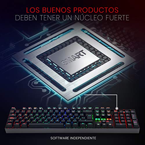Redragon K551RGB MITRA Teclado Mecánico Gaming, RGB, Reforzado, interruptores azules, Distribución Española - Color Negro - PC Windows compatible