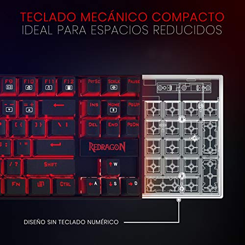 Redragon K552 RGB KUMARA Teclado Gaming Mecánico Tenkeyless, Interruptores Azules, Reforzado, Retroiluminado RGB Distribución Española - Color Negro - PC Windows Compatible