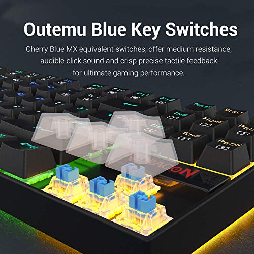 Redragon Teclado para Juegos Mecánico RGB LED Iluminado K552 KUMARA 87 Teclas Teclado Mecánico Interruptor Azul para PC Gaming Diseño Compacto De Metal ABS (Diseño QWERTY US - Iluminación RGB)