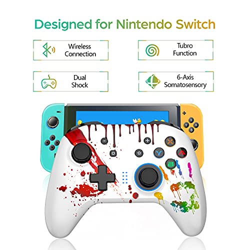 REDSTORM Mando para Switch/Switch Lite, Mando Inalámbrico Bluetooth Pro, Gamepad Inalámbrico con Batería Recargable, 6 Ejes, Función Turbo, 5 Niveles de Vibración, Iluminación de Teclas