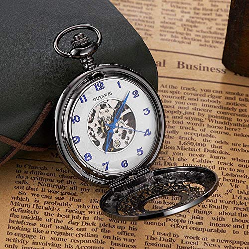Reloj De Bolsillo con Cadena  Reloj De Bolsillo Reloj De Bolsillo Mecánico Vintage Grabado con Números Arábigos Reloj De Bolsillo Reloj De Bolsillo De Cuarzo Grabado Vintage Unisex, Steam (C