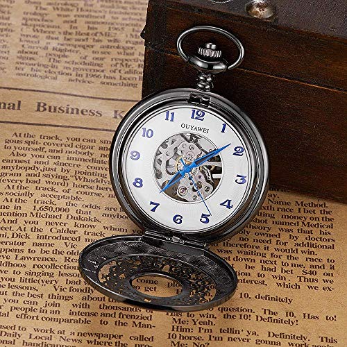 Reloj De Bolsillo con Cadena  Reloj De Bolsillo Reloj De Bolsillo Mecánico Vintage Grabado con Números Arábigos Reloj De Bolsillo Reloj De Bolsillo De Cuarzo Grabado Vintage Unisex, Steam (C