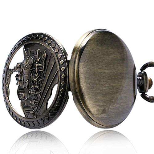 Reloj de Bolsillo Steam Train Reloj de Bolsillo Silver Railway Design Relojes de Cuarzo Retro Hombres Kid Gift