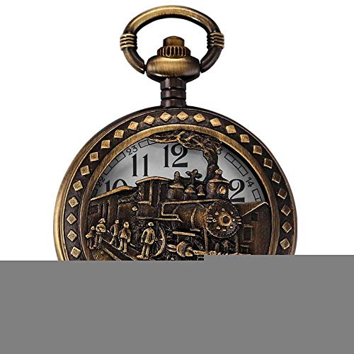 Reloj de Bolsillo Steam Train Reloj de Bolsillo Silver Railway Design Relojes de Cuarzo Retro Hombres Kid Gift