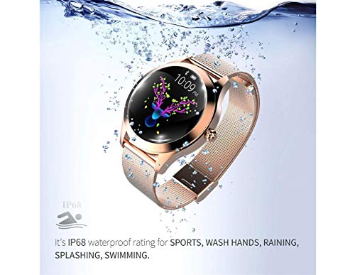 Reloj redondo IP68 a prueba de agua con pantalla táctil inteligente for las mujeres, Smart Watch KW10, perseguidor de la aptitud con la frecuencia cardíaca y dormir pulsera podómetro for iOS/Android