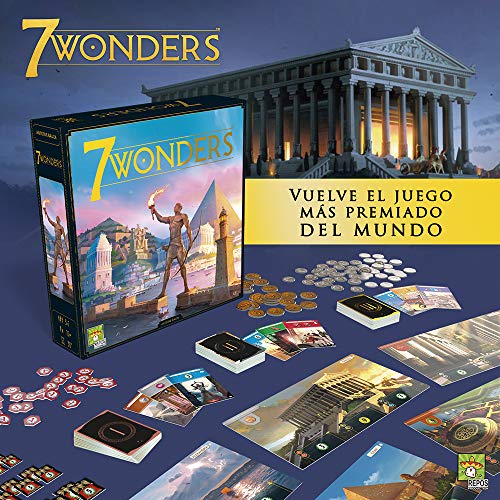 Repos Productions, SEV-SP02y, 7 Wonders - Juego de Mesa, 3 a 7 Jugadores