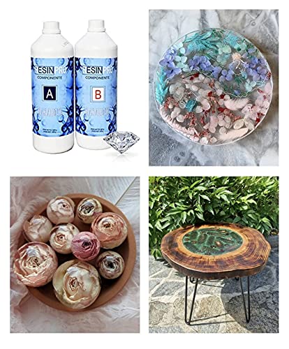 Resina epoxi, Ultra transparente 2-componentes 1,6 Kg Super transparente efecto agua para creación de joyas resina transparent, para artistas, (1,6 kg)