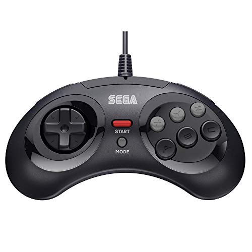 Retro-Bit Official SEGA Mega Drive USB Controller 8-Button Arcade Pad for PC, Mac, Steam, RetroPie, Raspberry Pi - USB Port - Black [Importación inglesa]